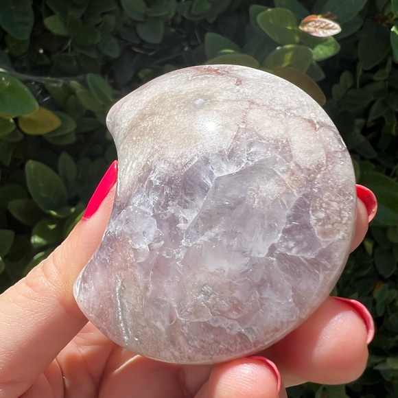 Amethyst Flower Agate Moon Carving - Picture 9 of 9